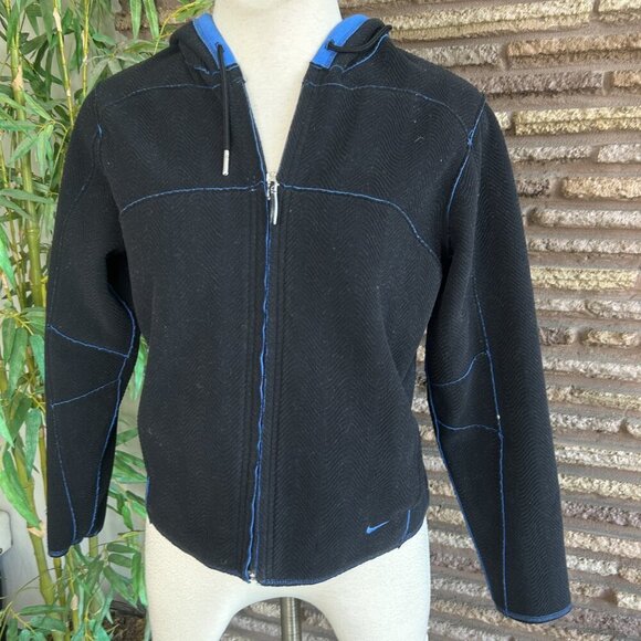 Nike Reversible Fleece Full Zip Athletic Fleece Jacket Blue Black Size Medium - Picture 7 of 13
